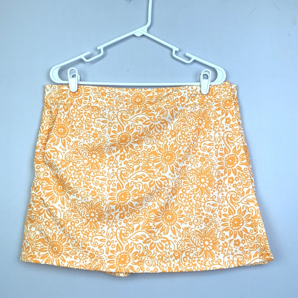 Rip Skirt Hawaii Large Tuscan Sunflower Orange White Floral Wrap Skirt Length 1